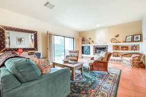 TV, fireplace, DVD player, video library