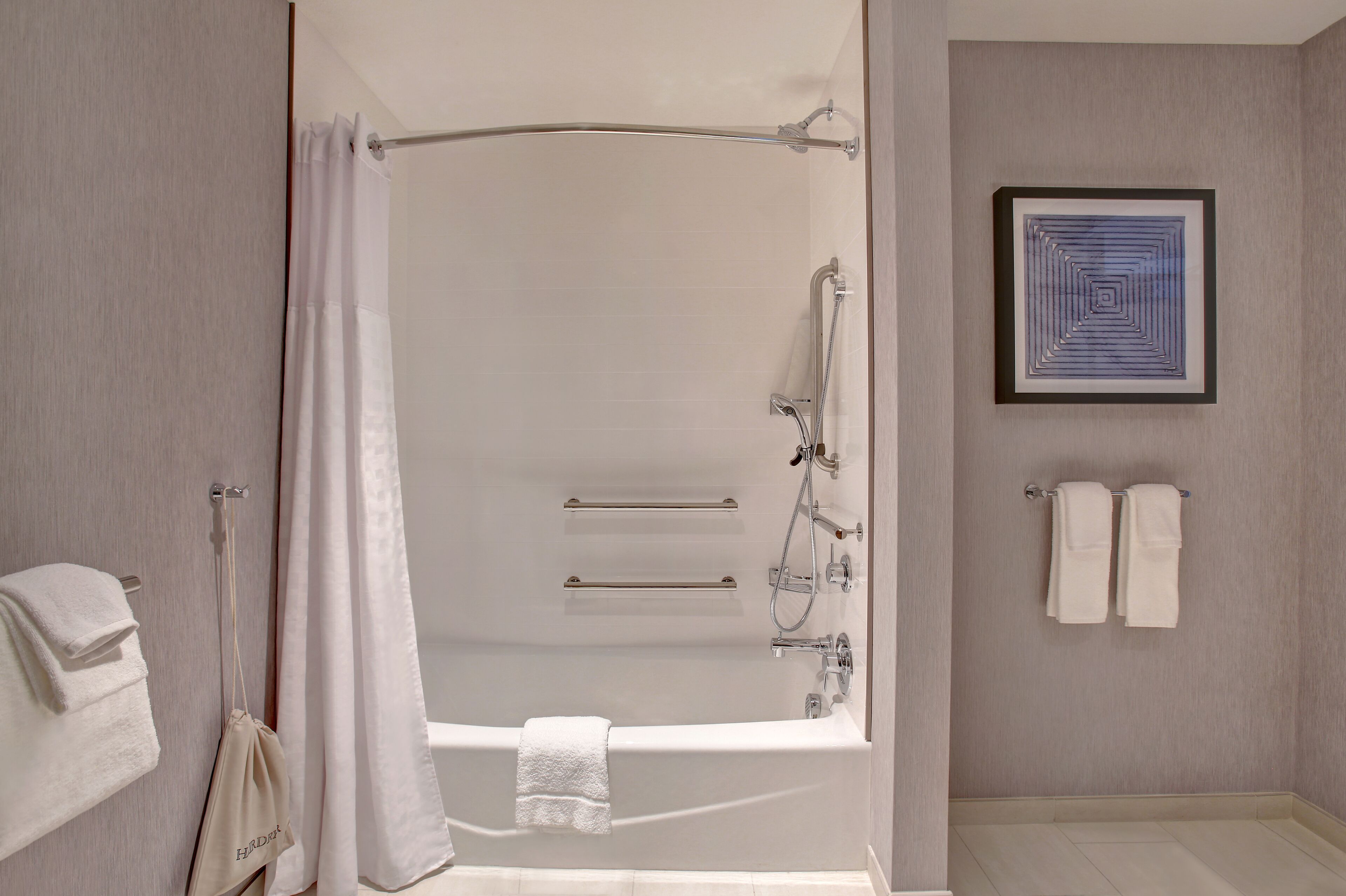 free toiletries, hair dryer, towels, soap