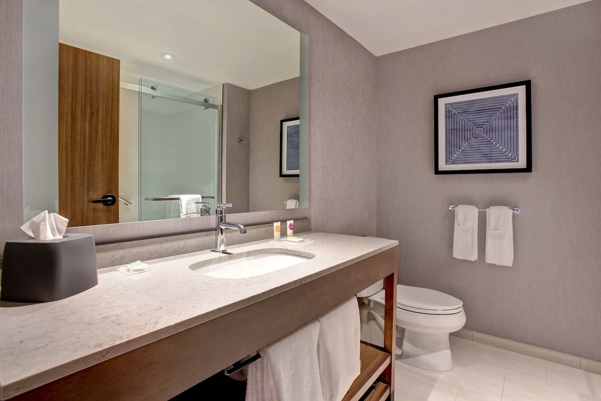 free toiletries, hair dryer, towels, soap