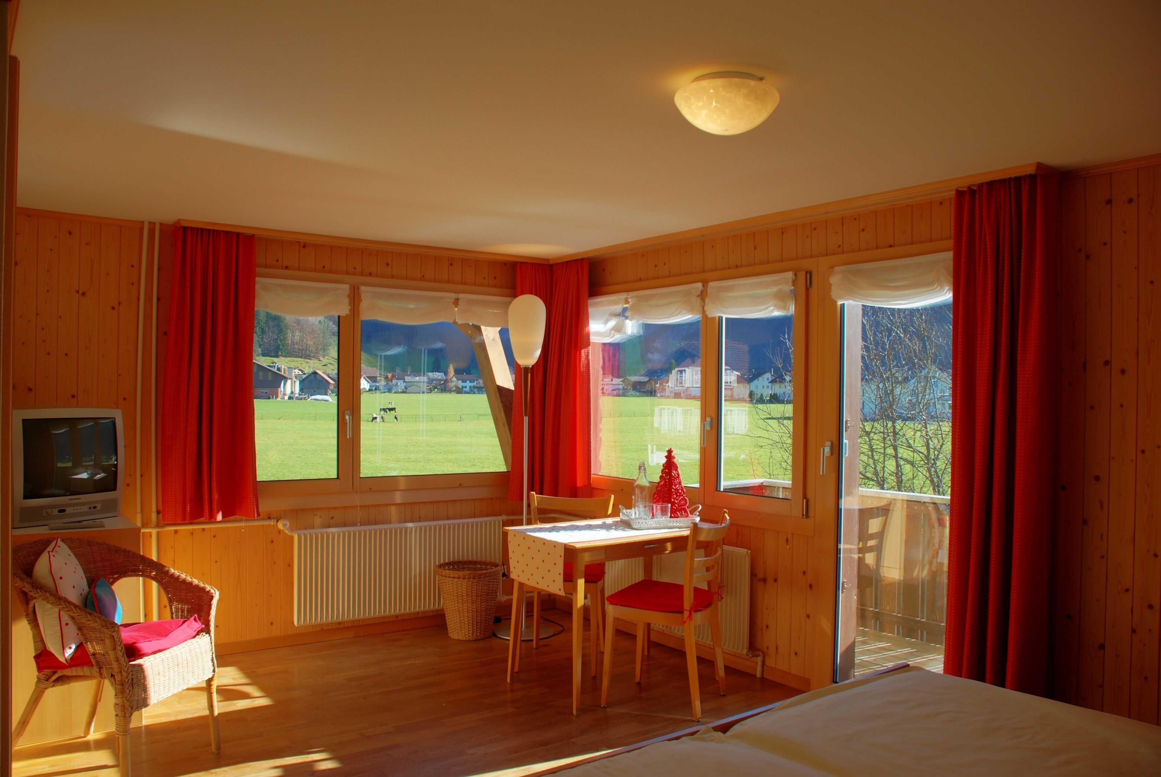 panoramic double or twin room, mountain view | 1 bedroom, hypo-allergenic bedding, down duvets, in-room safe