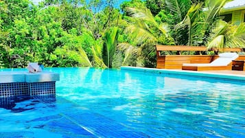 Outdoor pool, pool loungers