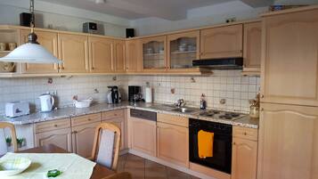 Apartment, 1 Bedroom, Terrace | Private kitchen | Full-size fridge, microwave, oven, stovetop