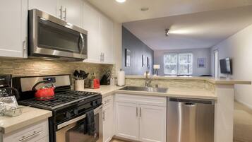 Oven, stovetop, dishwasher, coffee/tea maker