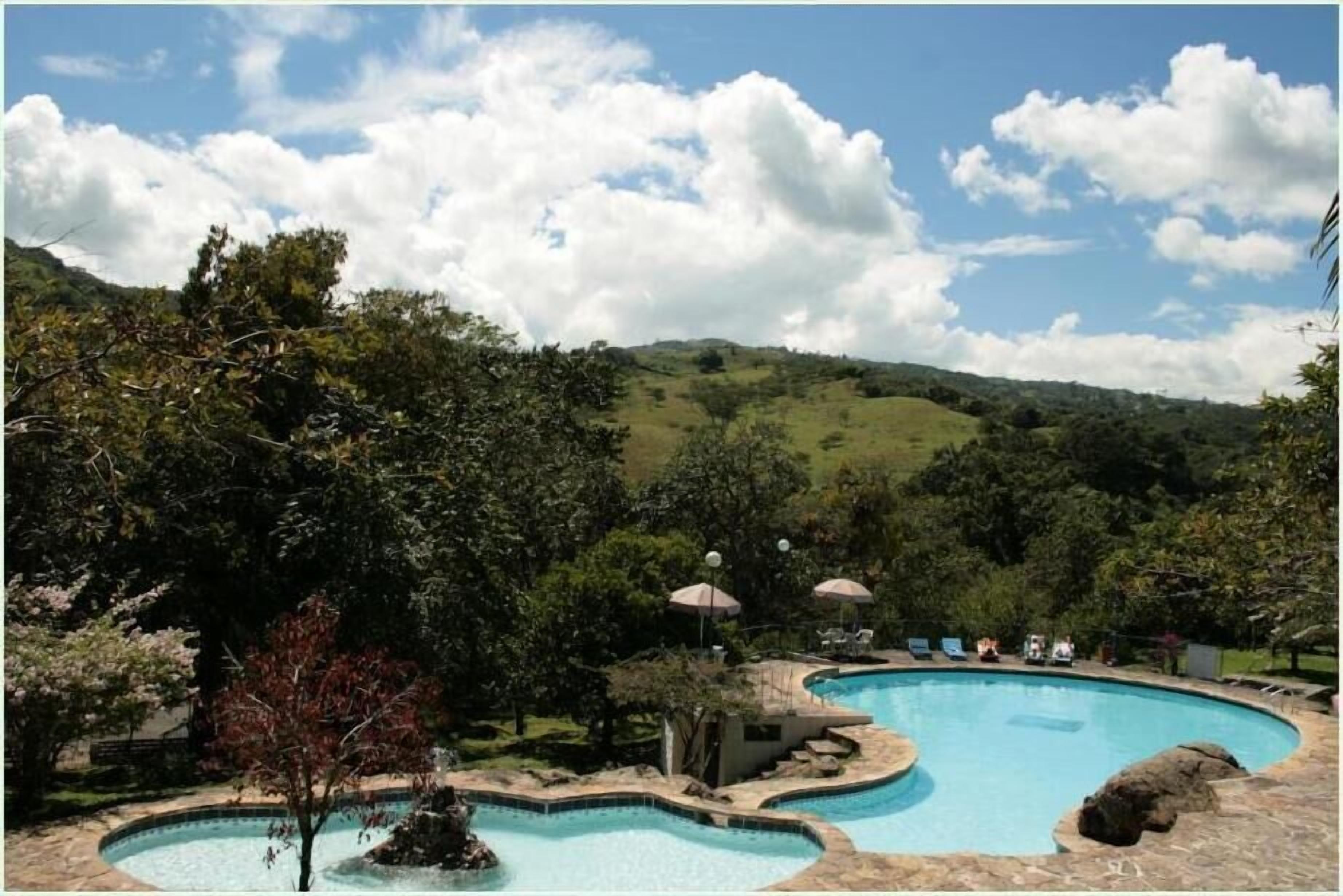 Outdoor pool, pool umbrellas