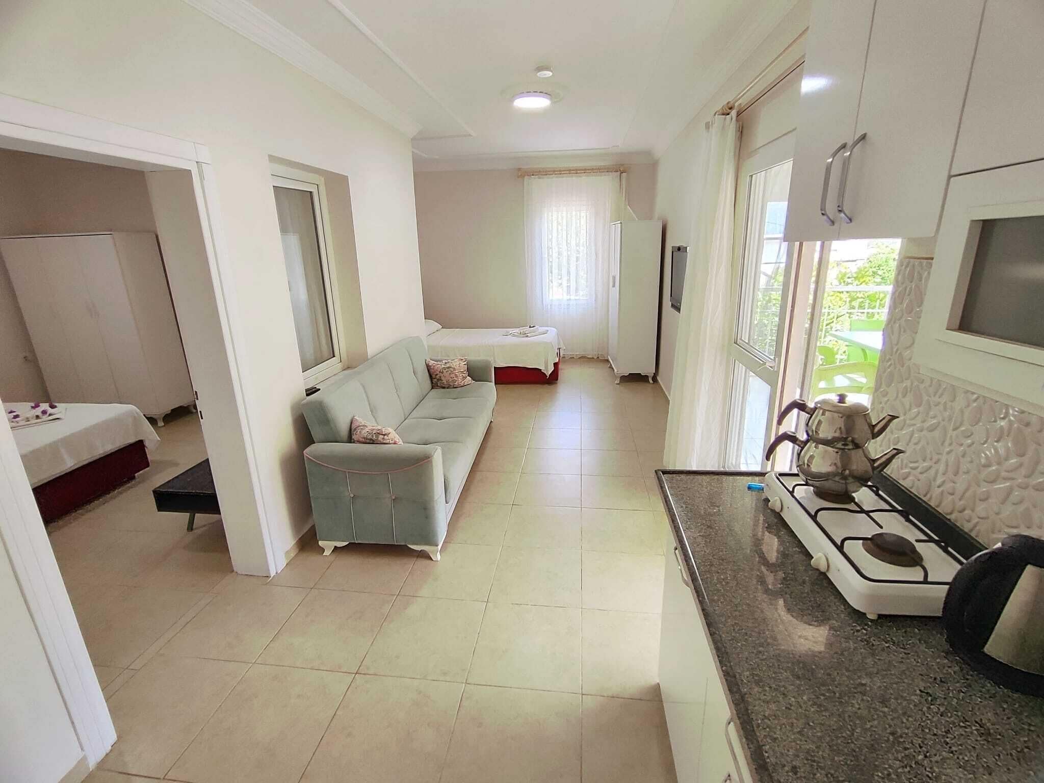 comfort apartment, terrace | living room | lcd tv