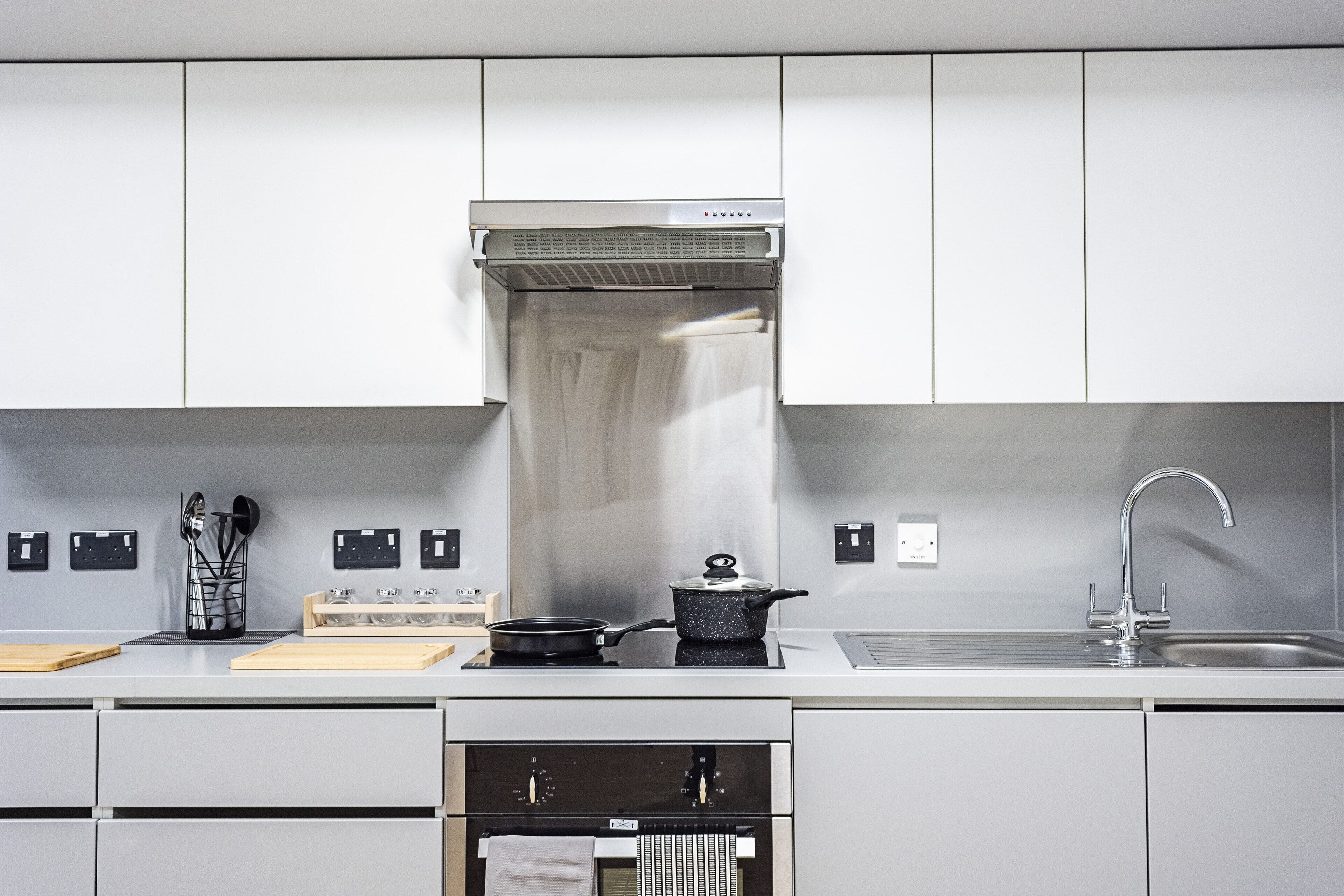 shared kitchen | fridge, microwave, cleaning supplies