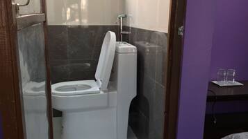 Douche, serviettes fournies, savon, papier de toilette