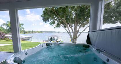 Newer Home on Lake June with Beach, Dock, Screened Patio and Hot Tub!