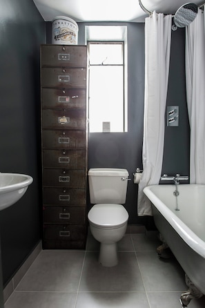 Apartment (1 Bedroom) | Bathroom | Combined shower/bathtub, hair dryer, towels