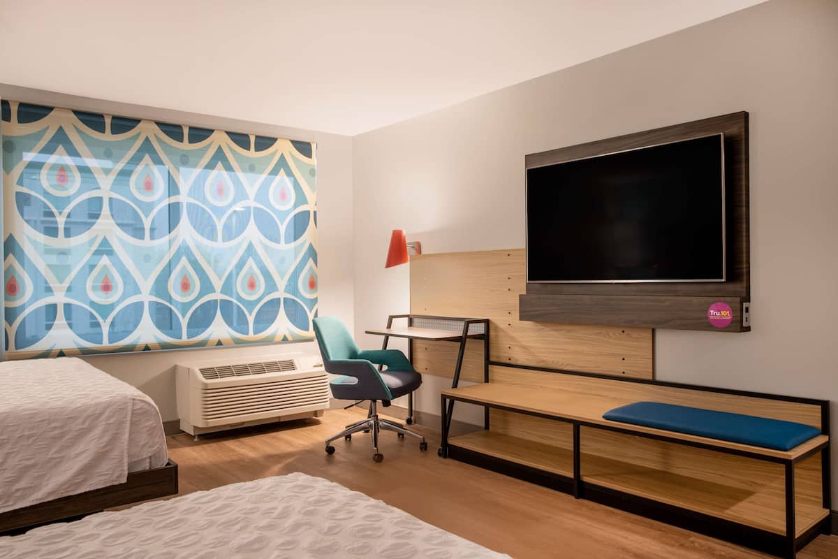 Room, 2 Queen Beds, Accessible (Roll-In Shower) | Iron/ironing board, free WiFi, bed sheets