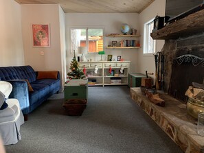 TV connectée, cheminée, jeux vidéo, livres