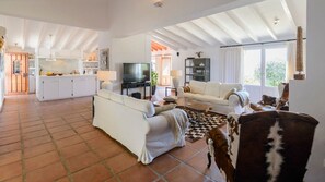 Fernseher, Kamin, DVD-Player, Stereoanlage