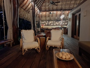 Terrace/patio - Private Beach Front Home & NEW Bungalow, kitchenette, bath (Troncones)