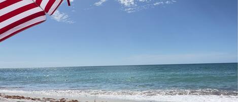 Playa en los alrededores, camastros y toallas de playa