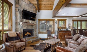 Smart TV, chimenea y reproductor de DVD 