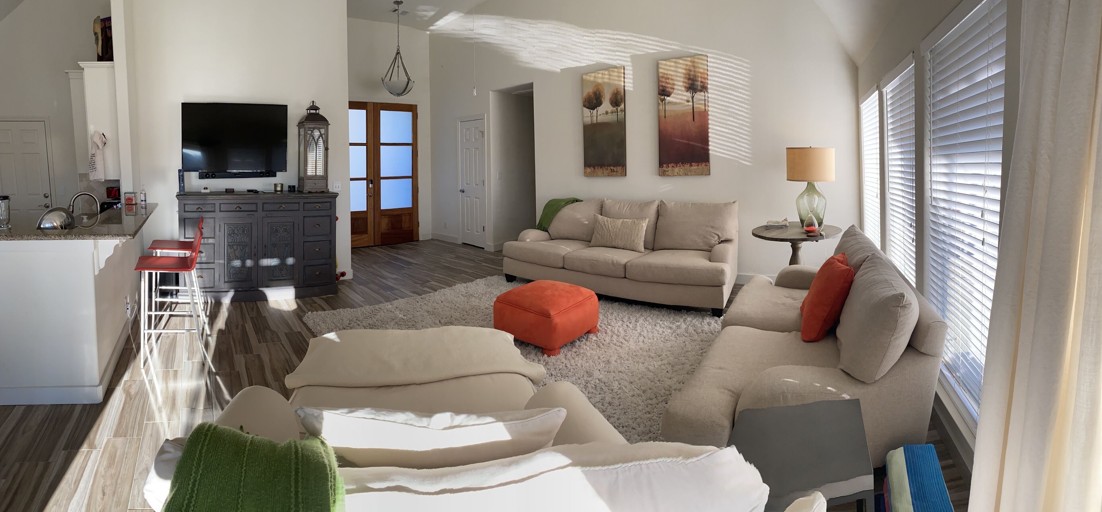 Waterfront Home with pool Surrounded by Palm Trees