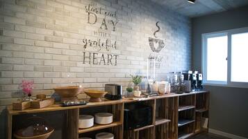 Free daily self-serve breakfast