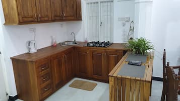 Fridge, stovetop, dishwasher, electric kettle