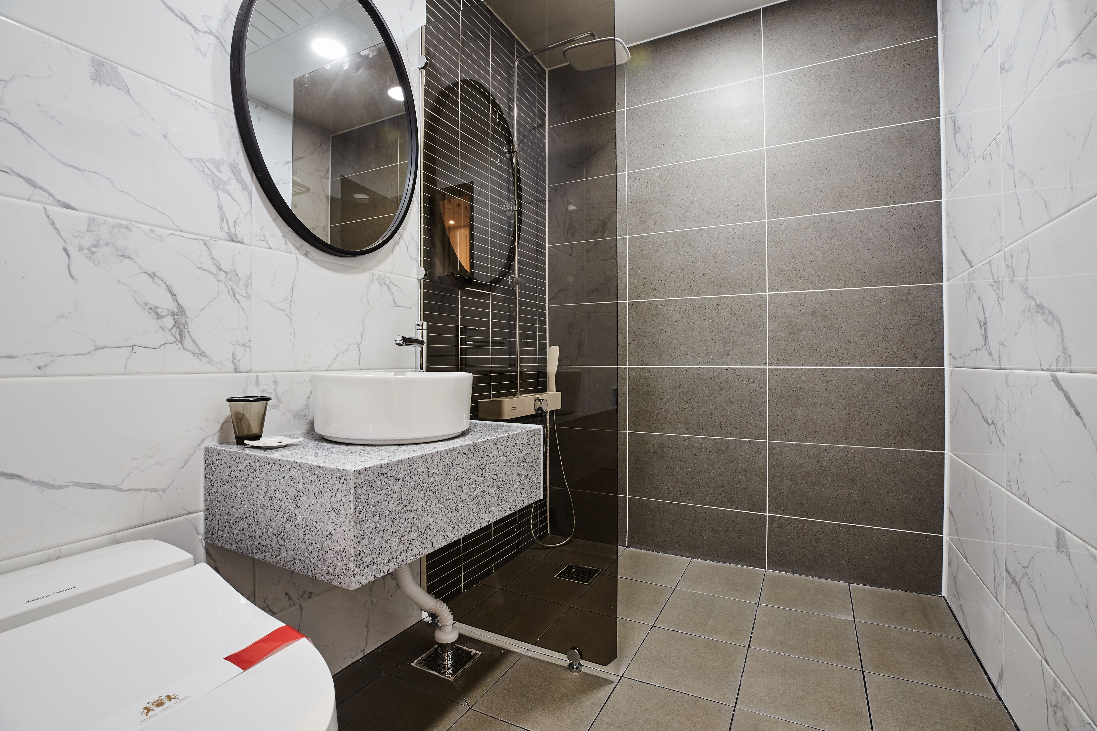 shower, hair dryer, bathrobes, slippers