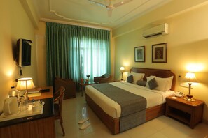 Deluxe Room, Balcony, Pool View | Egyptian cotton sheets, premium bedding, individually decorated - Hotel Classic Residency (Haridwar)