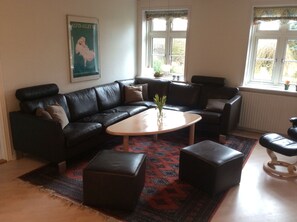 Småhus, 6 soverom, terrasse | Oppholdsområde | Flatskjerm-TV