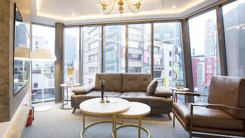 Main Building Suite (Randomly Selected) | Living area | 43-inch flat-screen TV with cable channels, Netflix, streaming services