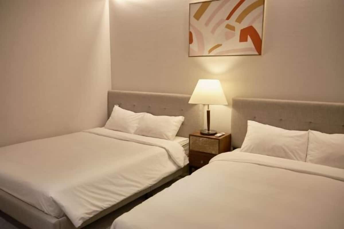 2 bedrooms, laptop workspace, blackout curtains, iron/ironing board