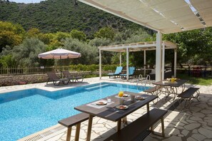 Villa, 4 Bedrooms, Private Pool, Mountain View | View from room - Villa Niriides (Lefkada)