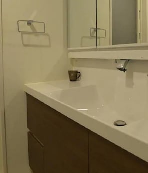 Secador de cabelo, toalhas de banho