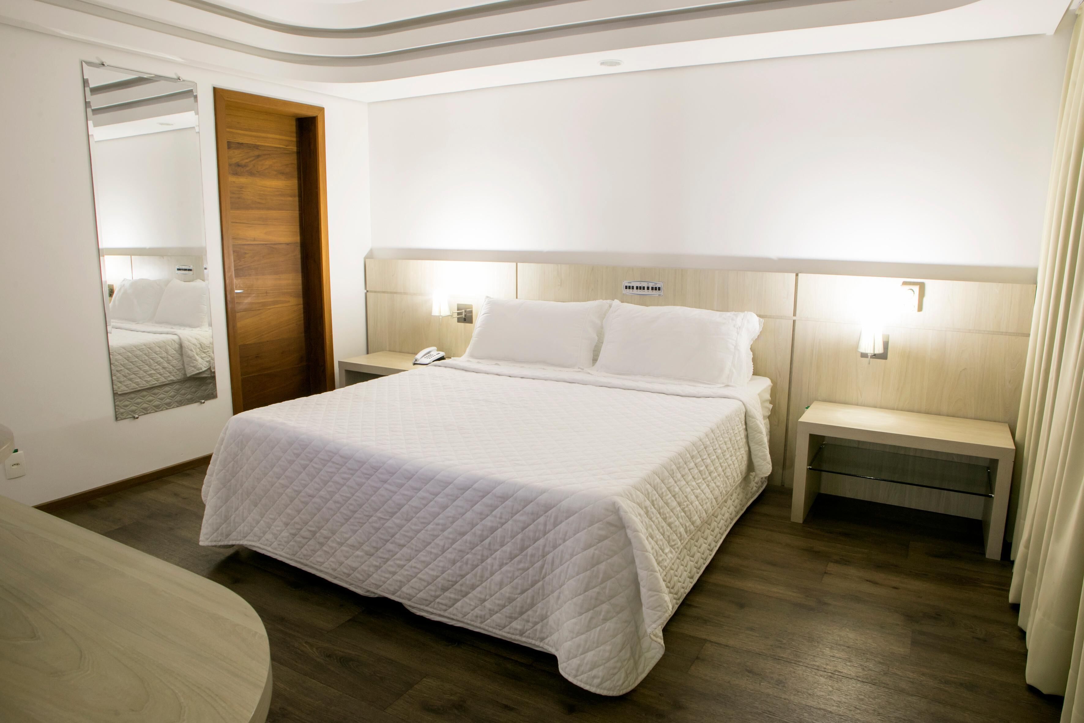 Minibar, desk, laptop workspace, blackout drapes