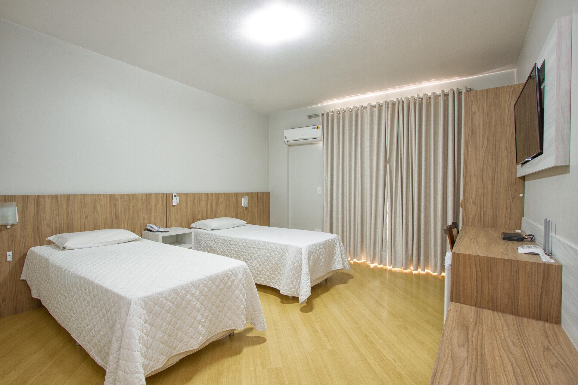 Minibar, desk, laptop workspace, blackout drapes