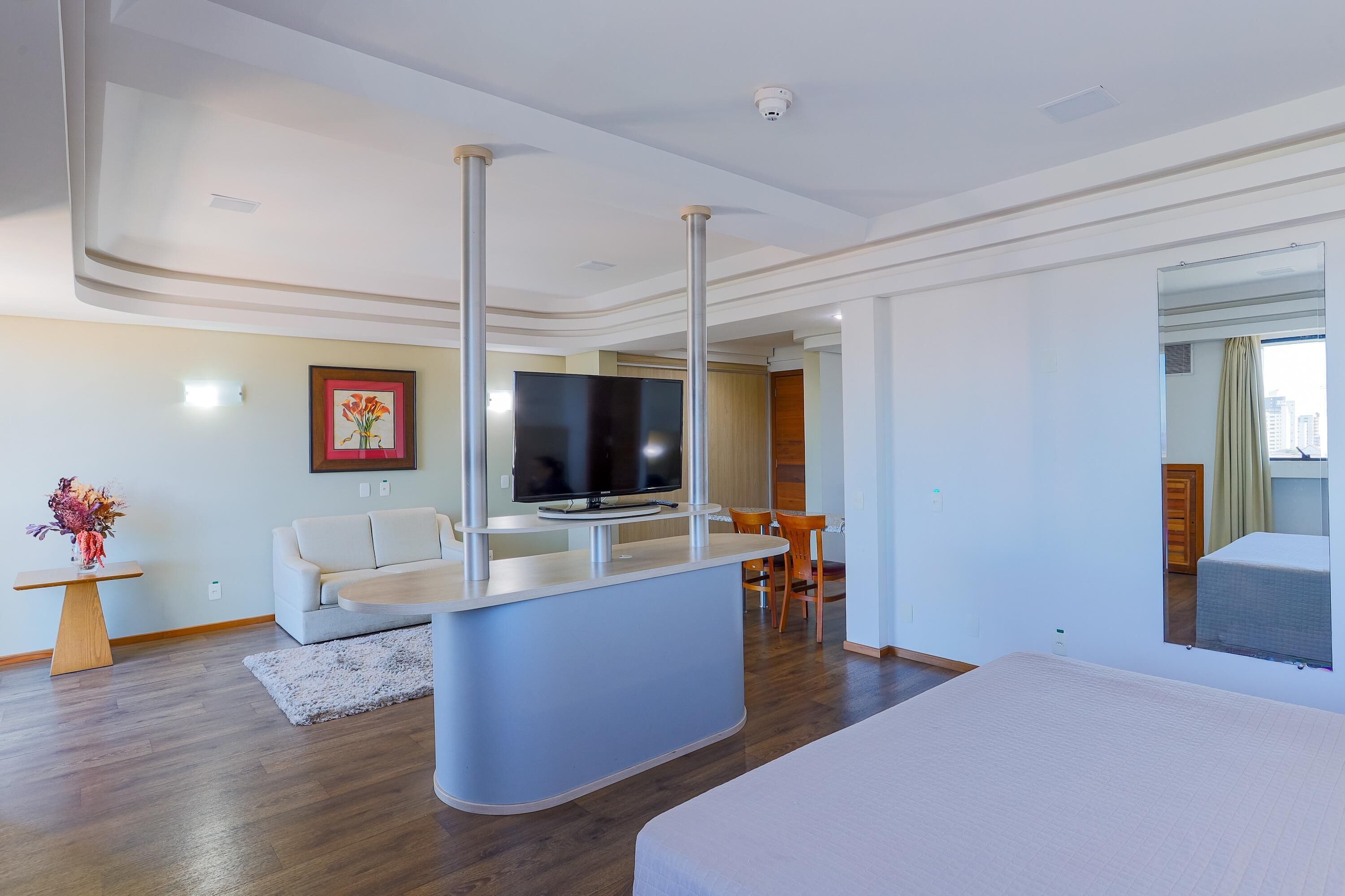 Minibar, desk, laptop workspace, blackout drapes