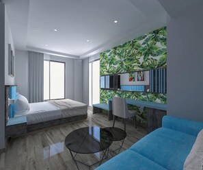 Quarto luxo, para não fumantes, vista para o mar (4 guests) | Cofres nos quartos, escrivaninha, cortinas blackout