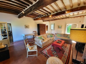 Televisión, chimenea, tenis de mesa y libros 