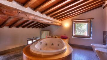 Combined shower/tub, bidet, towels