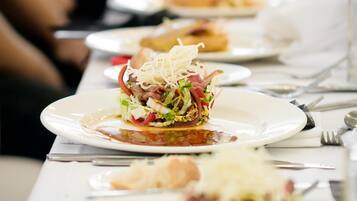 Lunch and dinner served, local cuisine