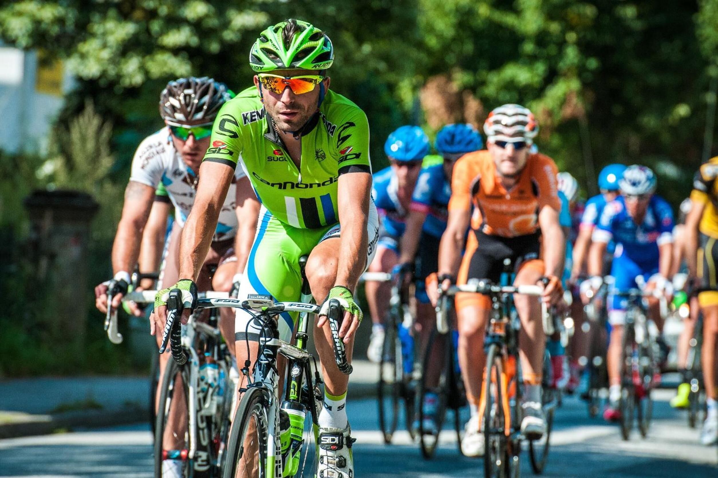 A group of cyclists in a race.