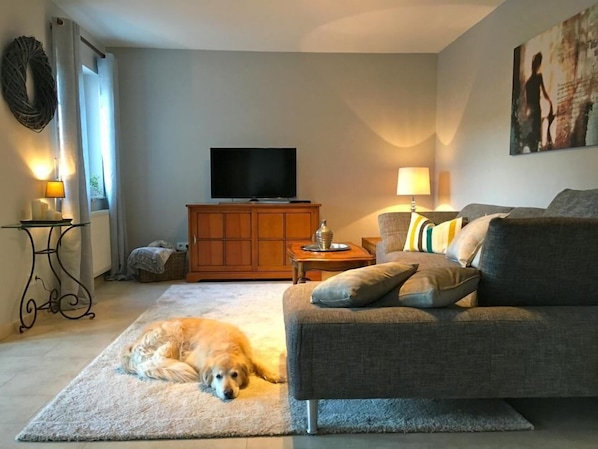 Apartment, 3 Bedrooms (excl. Cleaning Fee EUR 90) | Living room | Flat-screen TV