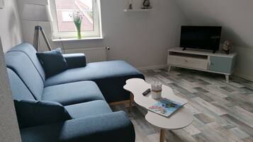 Smart TV, DVD player, books, stereo