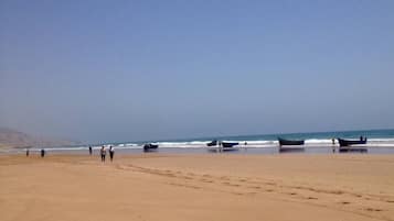 On the beach, beach towels