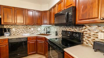 Fridge, microwave, coffee/tea maker, toaster
