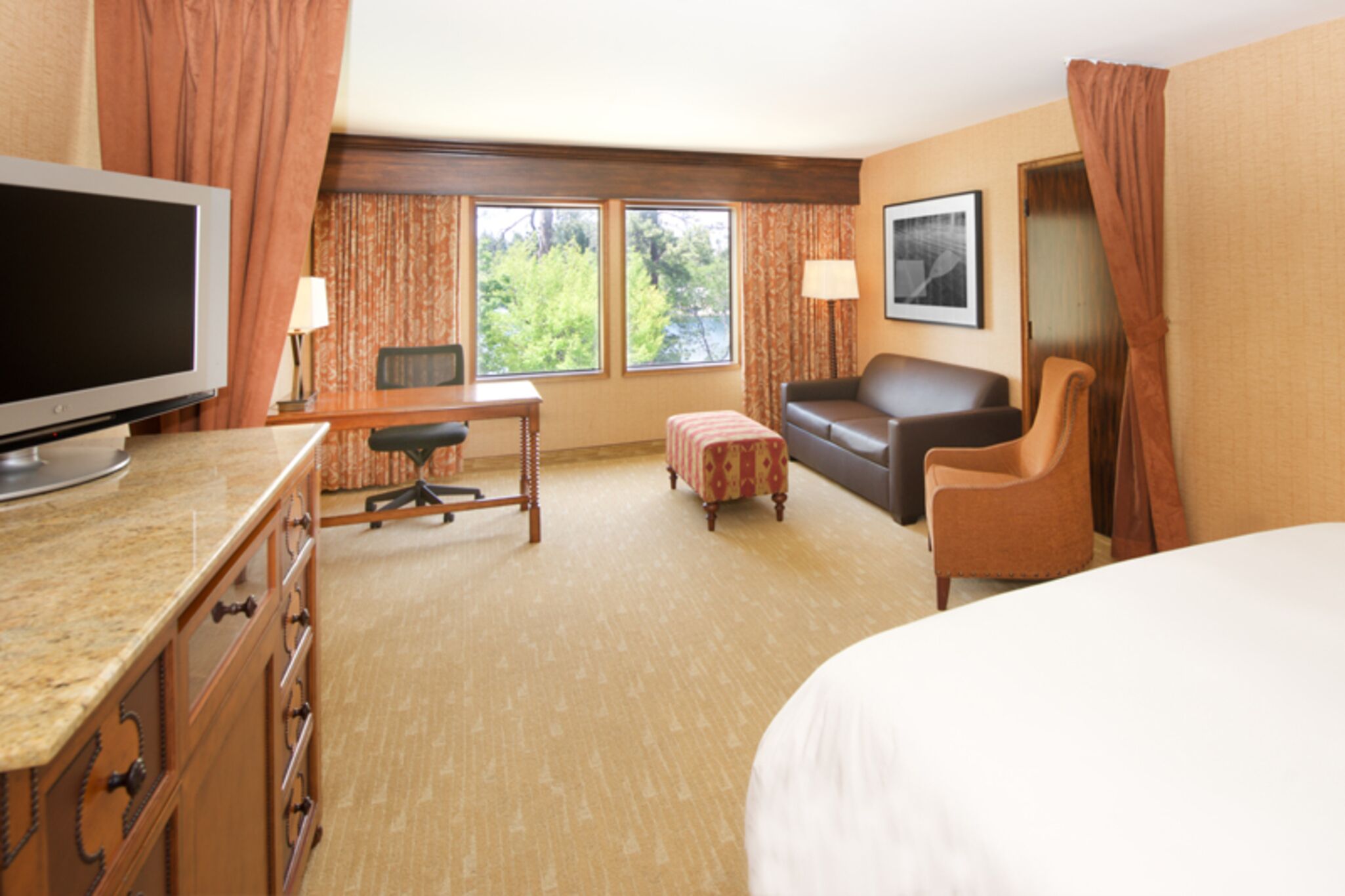 In-room safe, desk, laptop workspace, blackout curtains