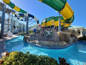 A water park with slides and a pool area. - Waterfront, Harbourside, Water Park, Beach, #7719 (Indian Rocks Beach)