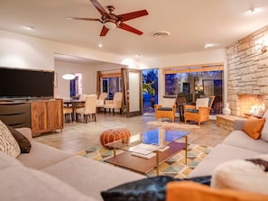 House, Multiple Beds (Canary Palms) | Living area | TV, DVD player - Canary Palms (Palm Springs)