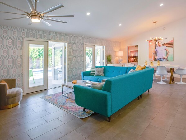 House, Multiple Beds (No Reservations PS) | Living area | TV, table tennis - No Reservations PS (Palm Springs)
