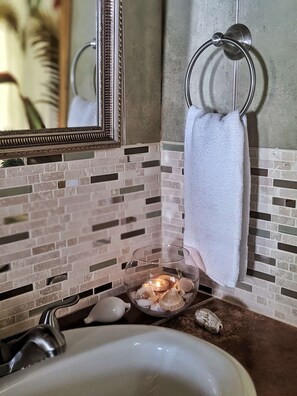 Hair dryer, towels, toilet paper