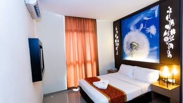 Premium bedding, desk, blackout curtains, iron/ironing board