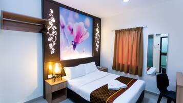 Premium bedding, desk, blackout curtains, iron/ironing board
