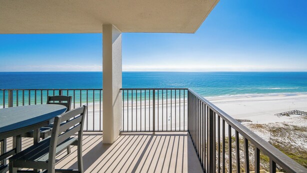 A balcony with a view of the beach and ocean. - ~ Phoenix III - 3BR Condo (Orange Beach)