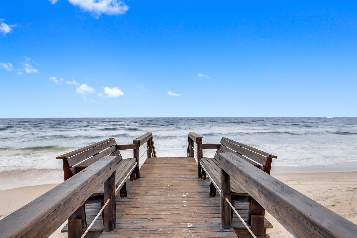 On the beach, sun loungers, beach umbrellas, beach towels